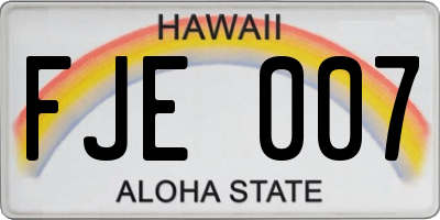 HI license plate FJE007