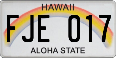 HI license plate FJE017