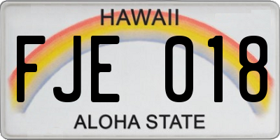 HI license plate FJE018