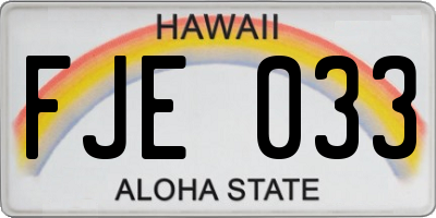 HI license plate FJE033