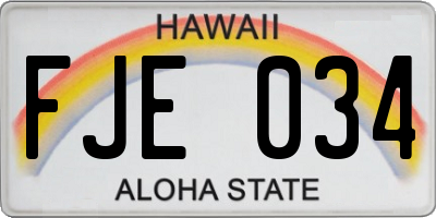 HI license plate FJE034