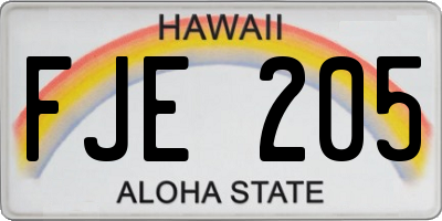 HI license plate FJE205