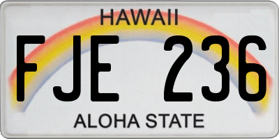 HI license plate FJE236