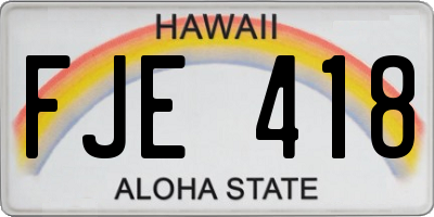 HI license plate FJE418