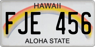 HI license plate FJE456