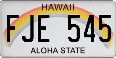 HI license plate FJE545