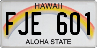 HI license plate FJE601