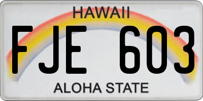 HI license plate FJE603