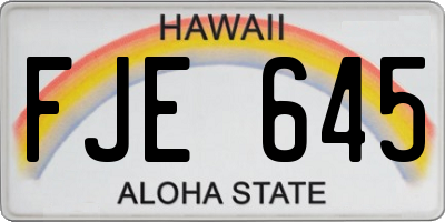 HI license plate FJE645