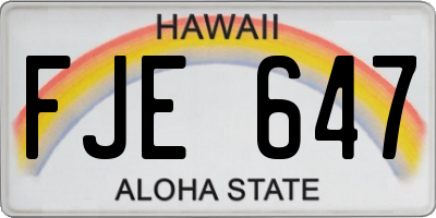 HI license plate FJE647
