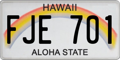 HI license plate FJE701