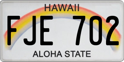 HI license plate FJE702