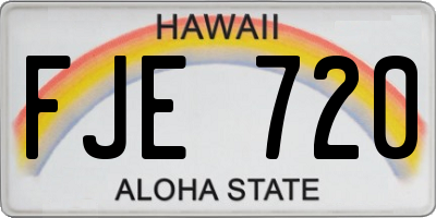 HI license plate FJE720