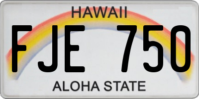 HI license plate FJE750