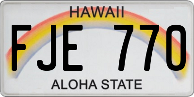 HI license plate FJE770