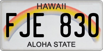 HI license plate FJE830