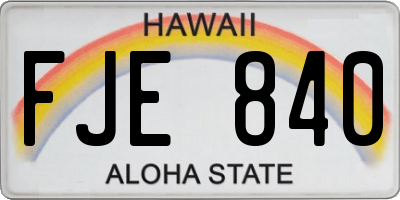 HI license plate FJE840