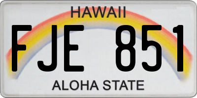 HI license plate FJE851