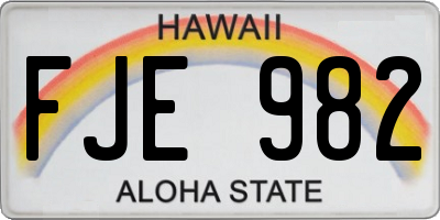HI license plate FJE982