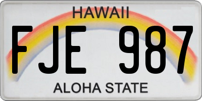 HI license plate FJE987