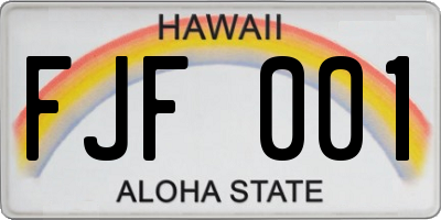 HI license plate FJF001