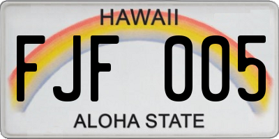 HI license plate FJF005