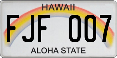 HI license plate FJF007