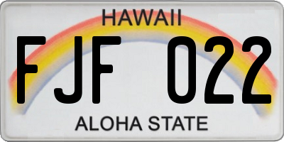 HI license plate FJF022