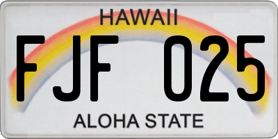 HI license plate FJF025