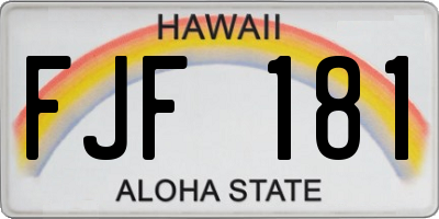 HI license plate FJF181