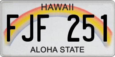 HI license plate FJF251