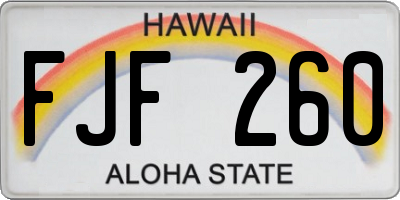 HI license plate FJF260
