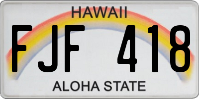 HI license plate FJF418