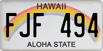 HI license plate FJF494
