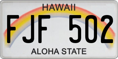 HI license plate FJF502
