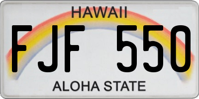 HI license plate FJF550