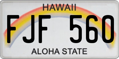 HI license plate FJF560