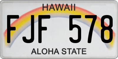 HI license plate FJF578