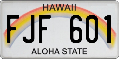 HI license plate FJF601