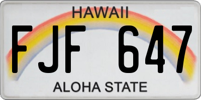 HI license plate FJF647