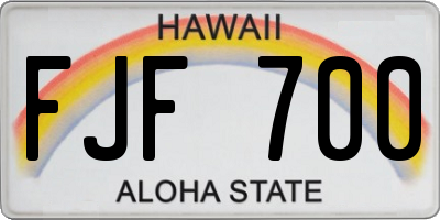 HI license plate FJF700