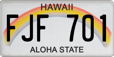 HI license plate FJF701