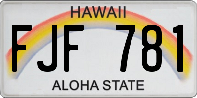 HI license plate FJF781