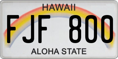 HI license plate FJF800