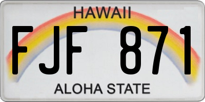 HI license plate FJF871