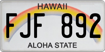 HI license plate FJF892