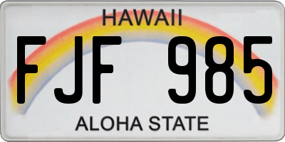 HI license plate FJF985