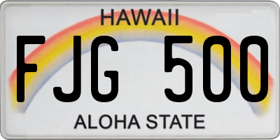 HI license plate FJG500