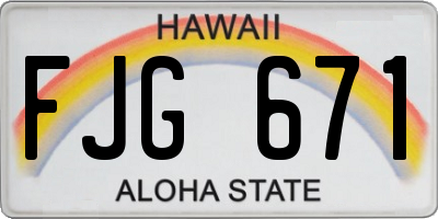 HI license plate FJG671