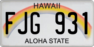 HI license plate FJG931